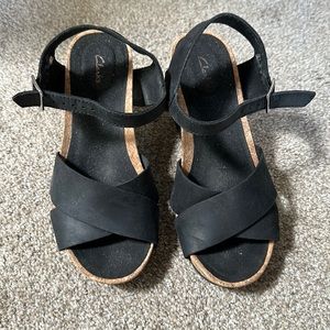 Clarks black sandals